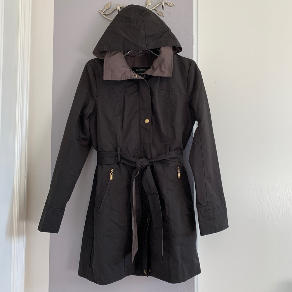 Ellen Tracy Belted Utility Trench Coat